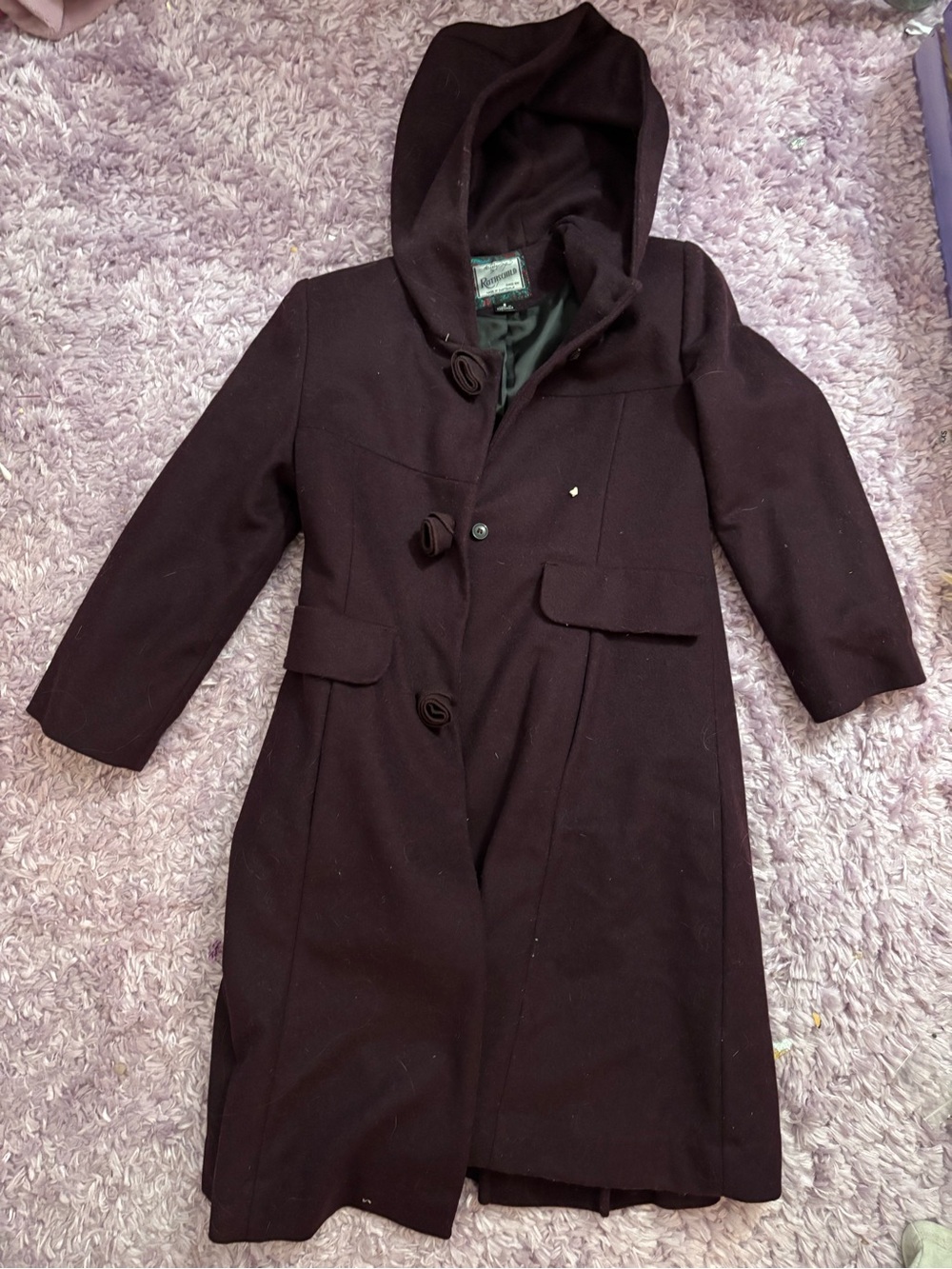 Rothschild Hooded Trench Coat in Deep Plum